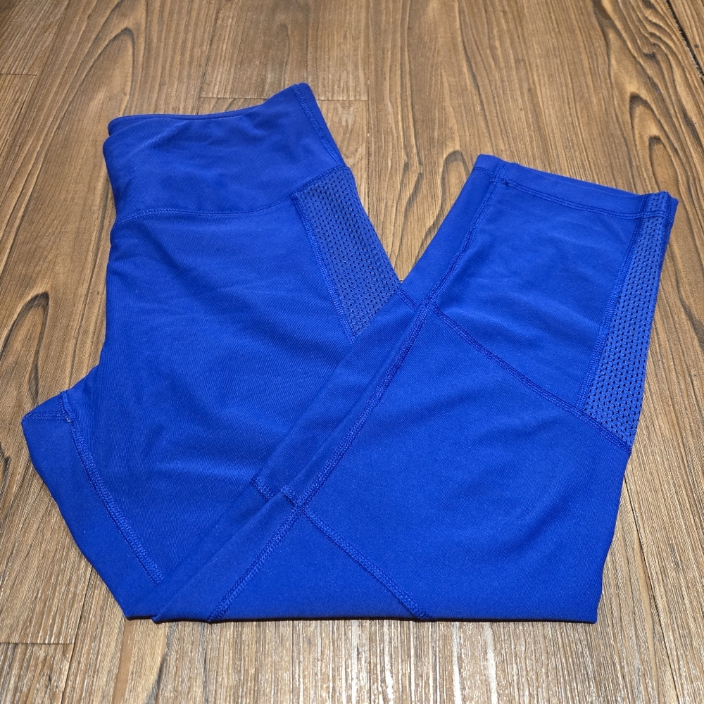 90 Degree Reflex Cobalt Blue Leggings Compression Mesh Mid Rise Gym Run Active M